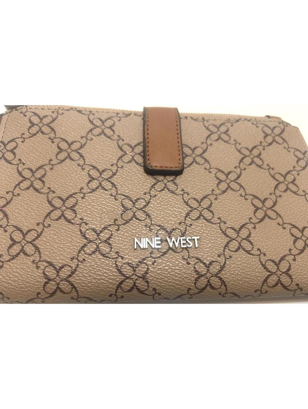 Neutral Monogram Wallet Zip Around Clutch Beige Card Organizer Wristlet Style